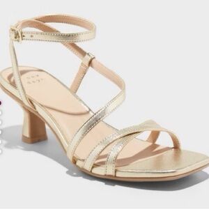 A New Day Gold Block Heel Sandals
